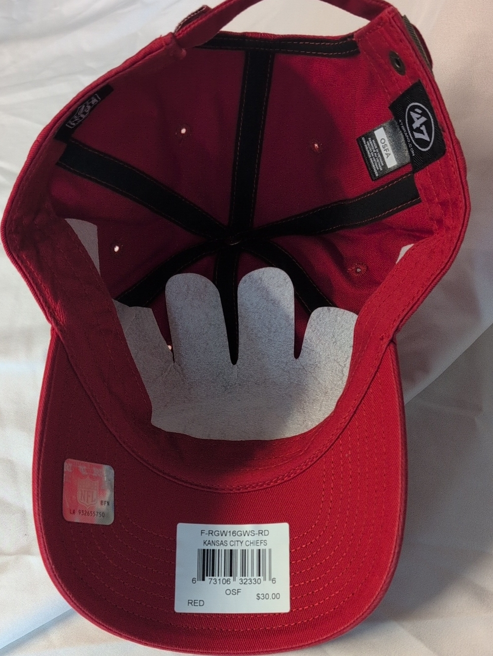 47 Adjustable Kansas City Chiefs Logo Baseball Cap NWT - Picture 7 of 7